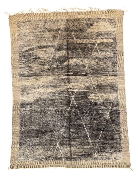 Smoke Veil hand-knotted Beni Ourain wool rug in grey-brown veiled with fine white scratches - Soufiane Zarib