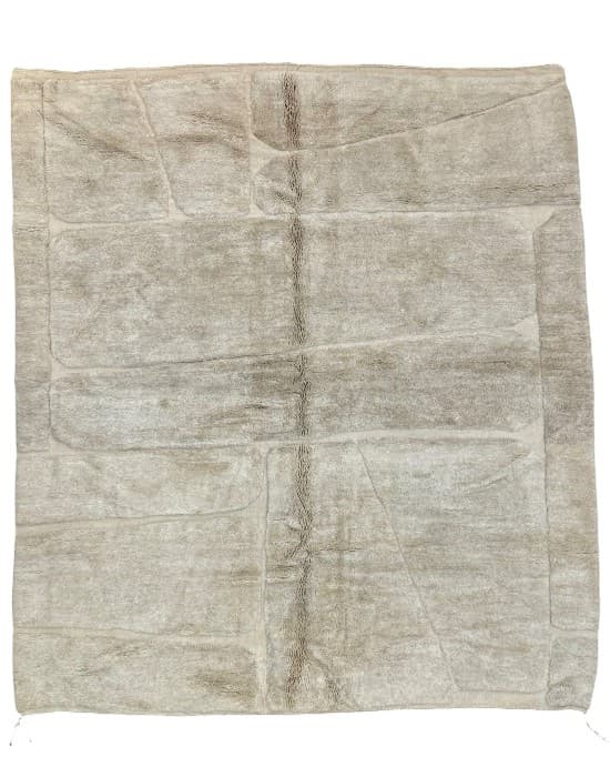 Quiet Ivory hand-knotted Beni Ourain wool rug in quiet undyed ivory, almost unmarked - Soufiane Zarib