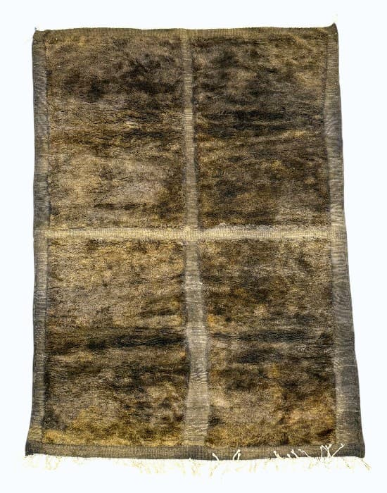 Khaki Quarters hand-knotted Beni Ourain wool rug in khaki and olive divided into four quarters - Soufiane Zarib